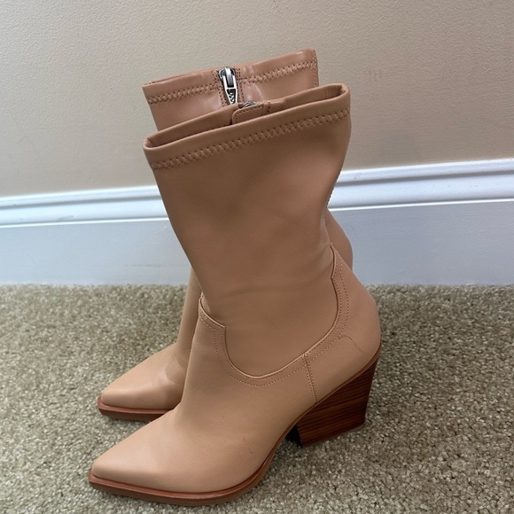 Dolce Vita Boyd tan faux leather block heel ankle boot - size 8.5 - Picture 1 of 10